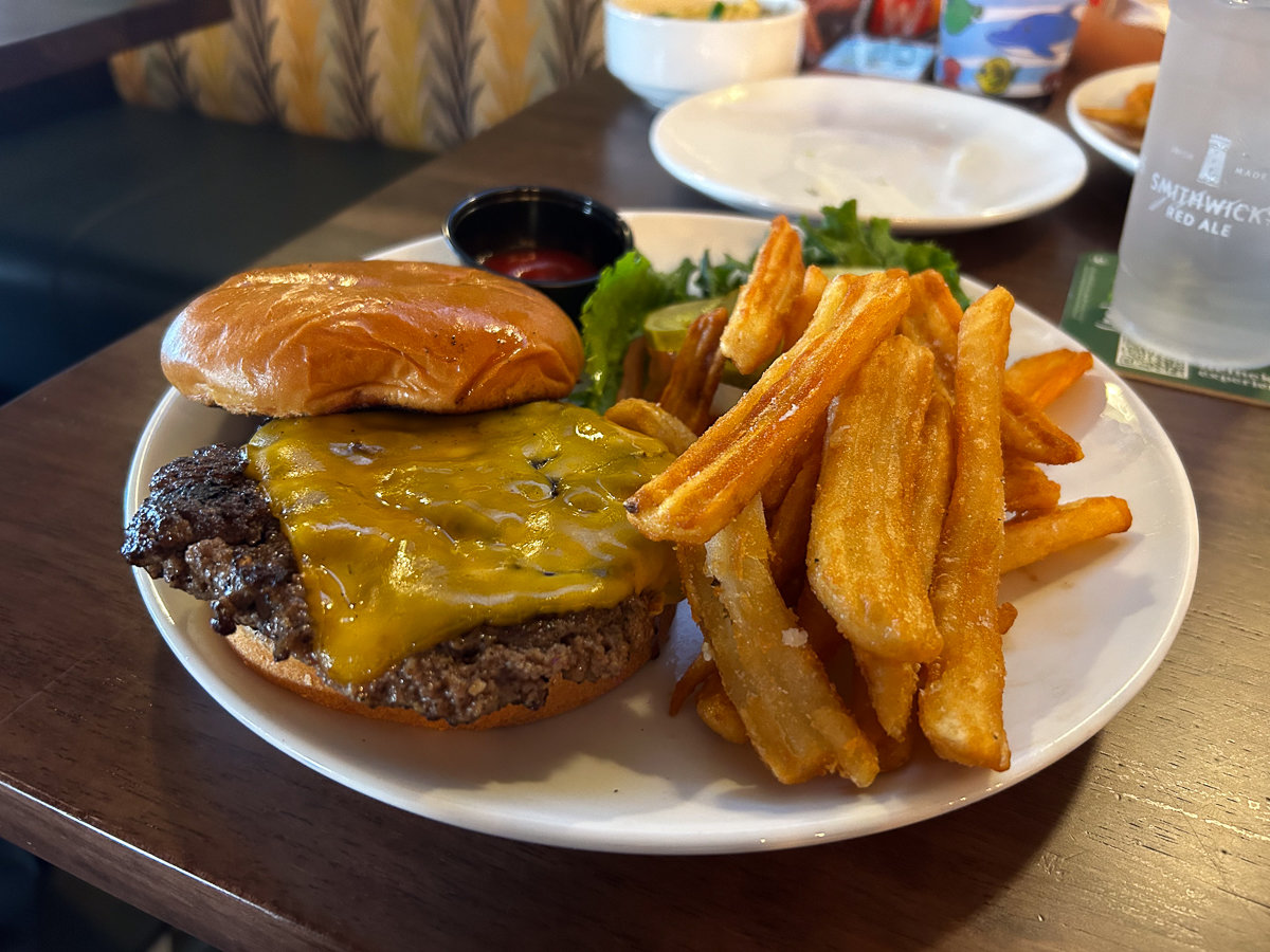 cheeseburger with fries